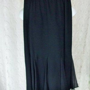 Black Dressy Skirt Gored Chiffon Insets at Hem Line  EUC